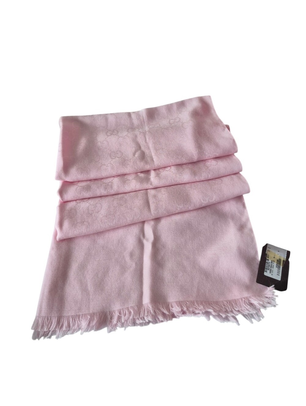 Gucci GG Monogram Pink Wool & Silk Stole Scarf